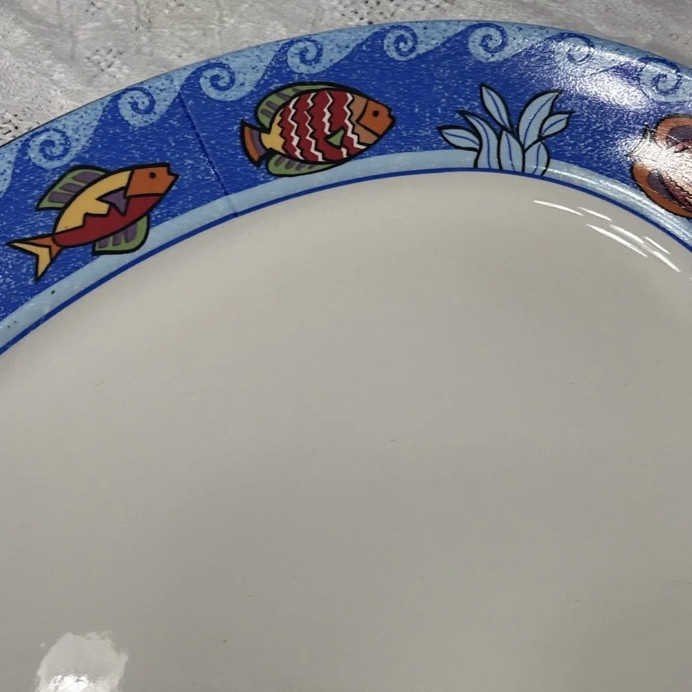 Sango Pisces Fish in Blue Ocean Oval Serving Platter Designed By Sue Zipkin